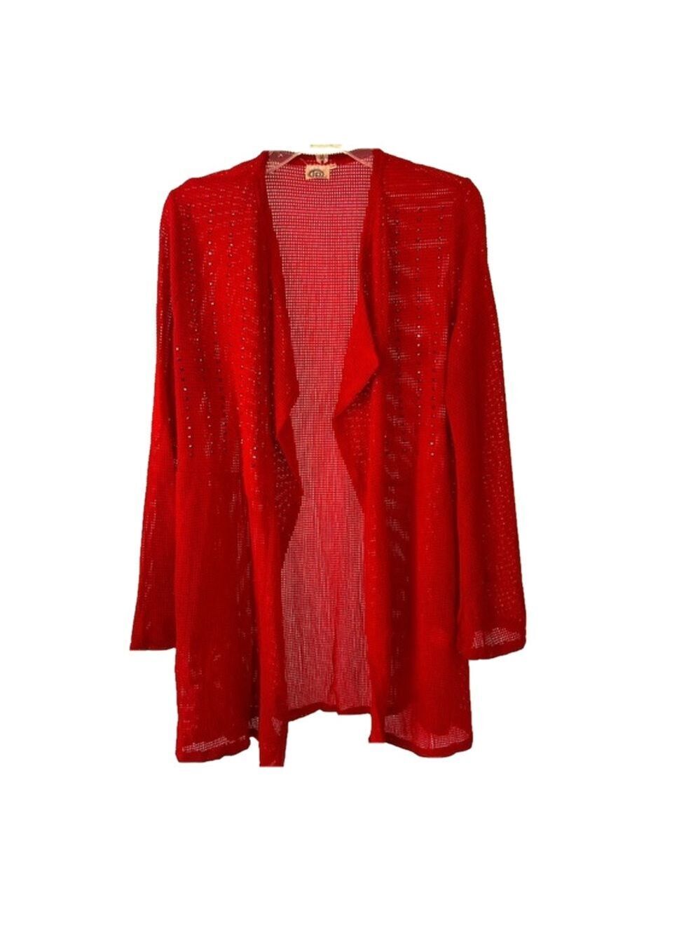 Open Sweater Long Sleeve open weave pattern with sparkle studs on breast sides